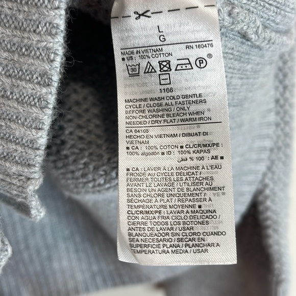 Old Navy Mesh Knit Cardigan Sweater Light Grey Cotton V-Neck Long Sleeve L - Picture 9 of 11